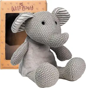 WILD BABY Microwavable & Weighted Plush Toy - Elephant Stuffed Animal for Comfort & Warmth - Soft, Heatable Plushie for Snuggles - Great for Kids, Toddlers & All Ages