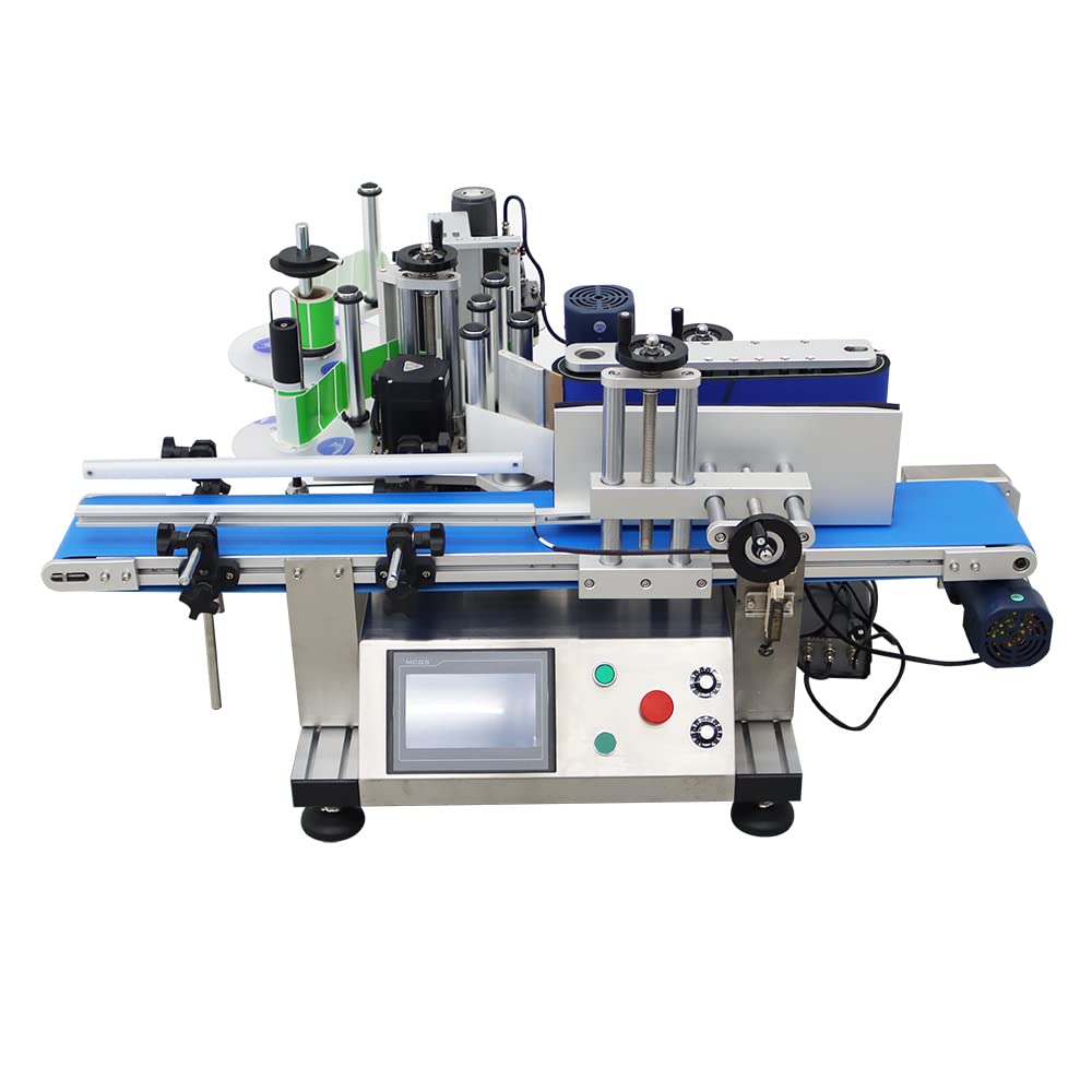 EQCOTWEA Fully Automatic Labeling and Coding Machine Round Bottles Label Applicator Desktop Conveyor Touch Screen 110V/60HZ 20-200PCS/min LT-150D Series