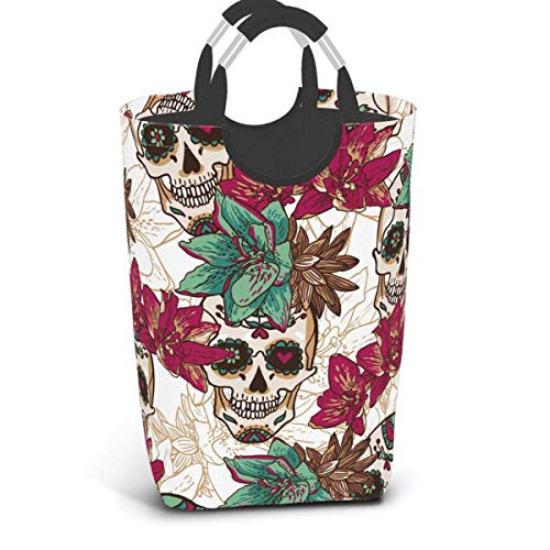 Panier à linge Sugar Skull pliable sac à vêtements imprimé floral pour dortoir