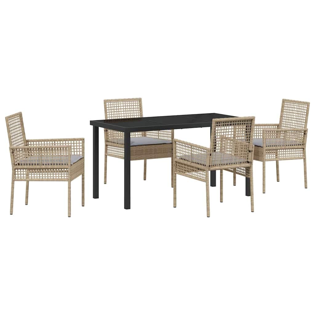 Salon de jardin en polyrotin beige avec chaises à coussins lavables pour un entretien facile