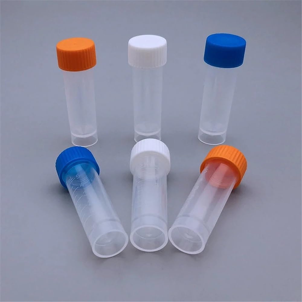 Cristalería de Laboratorio Tubos de ensayo de plástico PP de 5 ml (paquete de 50/100/200/300/400 unidades)(300pcs)