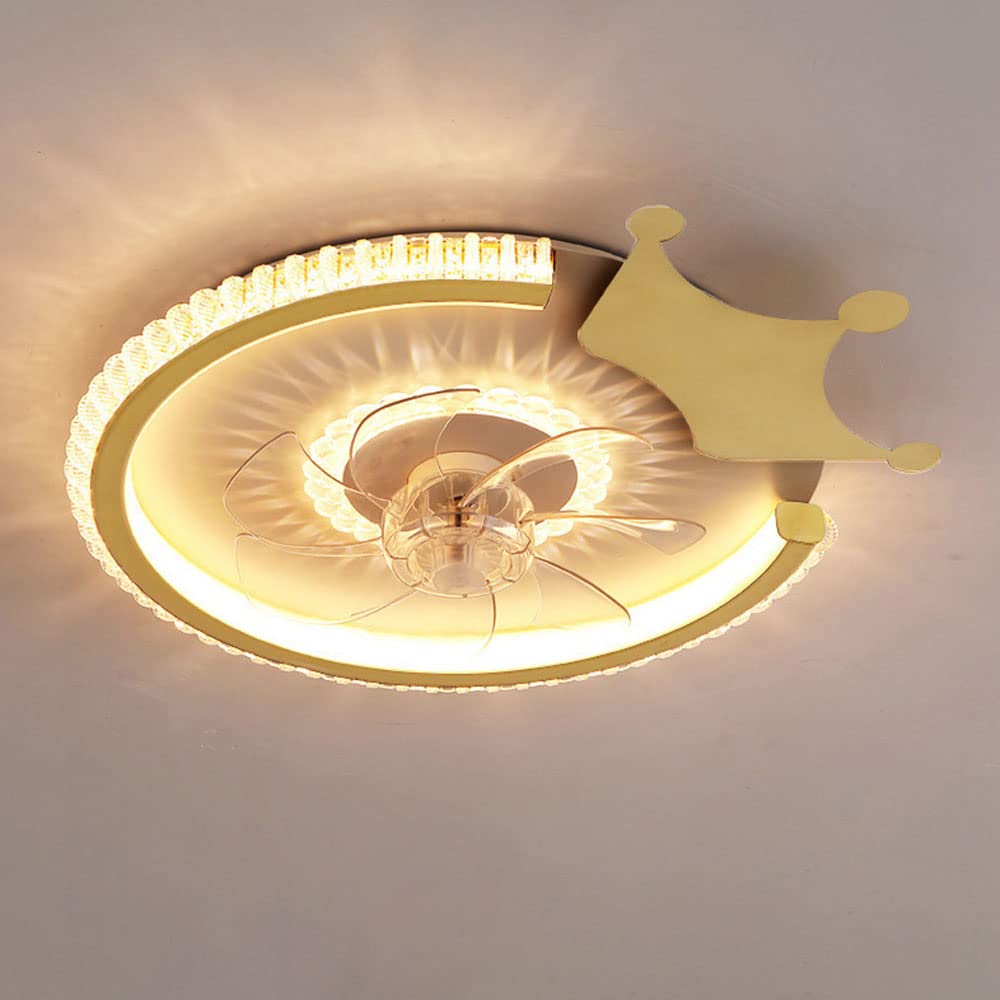 Ventilateur de plafond doré avec lumière LED dimmable et 3 vitesses réglables