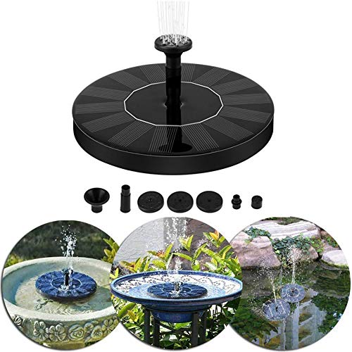 Solar Water Fountain Pump, 7V/1.5W Solar Fountain Pump 200L/H Circle Solar Water Pump Floating Fountain with 4 Nozzles for Bird Bath, Fish Tank, Pond or Garden Decoration