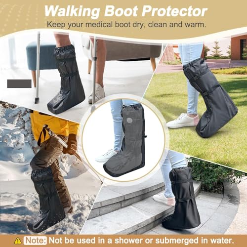 Walking Boot Cover Tall Medical Cast Fracture Foot Cast Case Orthopedic Brace Air Walker Covers for Women Men Outdoor Rain Winter Snow Boot Protector Foot Support with Sole - Image 2