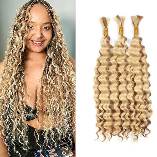 30 Inch 613 Human Braiding Hair for Boho Braids Blonde