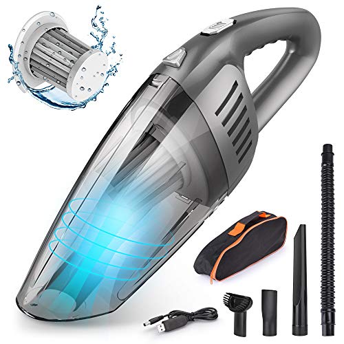 NOVEMBER SPRING Handheld Cordless Vacuums, Wet and Dry Vacuum Cleaner 120W 8500Pa Strong Suction, 2200mAh Up to 25 Mins Car Vacuum Cleaner Rechargeable, for Car, Home, Pet and Office (Black)