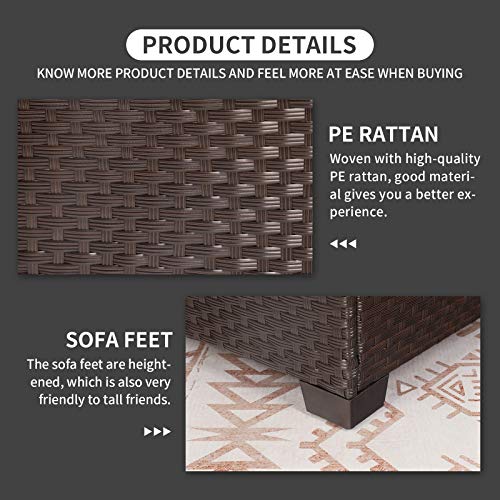 Patio Furniture Wicker Coffee Table Outdoor Garden Square Side Table With Tempered Glass Top Brown #TOP5