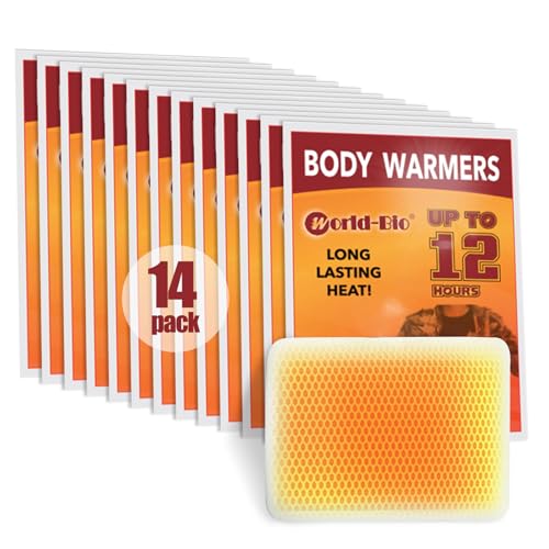 MR.ICE Body Warmers with Adhesive Backing, Body Hand Warmers Disposable Gives 12 Hours Warm (5.1'×3.7') for Women Men Kids, Extra Large Hand Warmers for Camping Hiking Fishing - 14 Packs