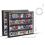 Nice C Sports Card Display, Baseball Card Display Case, with LED Light, Sports Card Holder, Graded Card Trading Card Display Case, 98% UV Protection, 36 Cards, Lockable (LED Horizontal 2 Pack)