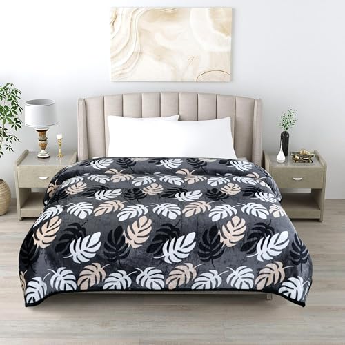 Image of Premium Ultra Soft Flannel Printed Single Blanket 220x160 cm| 200 GSM Warm & Cozy All Season AC Blanket| Lightweight Travel /Camping Throw for Sofa & Couch| Winter Duvet /Quilt- Grey