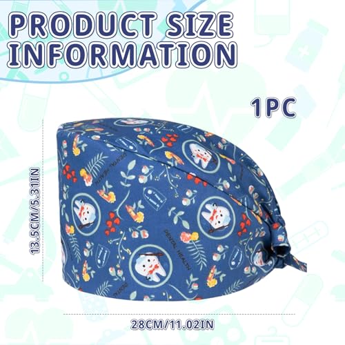 THXFUNAREA OP Haube für Damen mit Cartoon Zähne Stil, Lustiges Zahn Design OP Mütze aus Baumwolle, Atmungsaktiv und Bequem für Krankenschwestern, Zahnärzte, Pflegekräfte