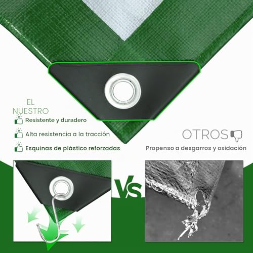 Miniatura 6 de Velway Lona Impermeable Exterior 2x3m - 100g M Con Ojales Resistente A Los Rayos Uv, Multiusos Portátil Para Terrazas Muebles Cámping Jardín Piscina Coche - Verde