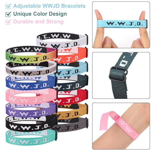 14PCS WWJD Christian Bracelet Pack for Women Men, WWJD Bracelets Bulk Christian Jesus Gifts Adjustable Wristbands - What Would Jesus Do Bracelet2