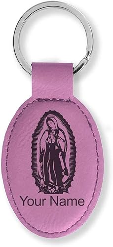 Miniatura 63 de LaserGram Llavero ovalado, Virgen de Guadalupe, grabado personalizado incluido (rústico con oro)