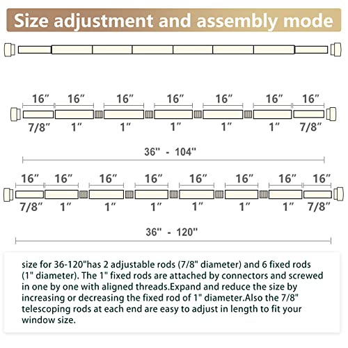 Black Curtain Rods For Windows 66 To 120 Inch(5.5-10Ft),1 Inch Diameter Heavy Duty Curtain Rods,Adjustable Curtain Rod,Modern Decorative Drapery Rods,Telescoping Window Curtains Rod 36-120",Matte Black #TOP6