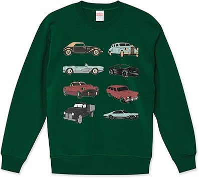 Amazon Co Jp プリント トレーナー 長袖 スウェット メンズ レディース S サイズ おしゃれ クルーネック アイビーグリーン 緑色 男性用 女性用 Igsticker レトロ 車 イラスト 家電 カメラ