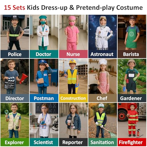 Vicenpal 15 Sets Toddler Dress up Clothes for 3-8 Years Kids Career Costume by Vicenpal - Used condition - Image 2