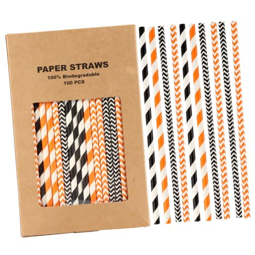 100 pitillos de papel kraft para fiesta de Halloween miniatura 1