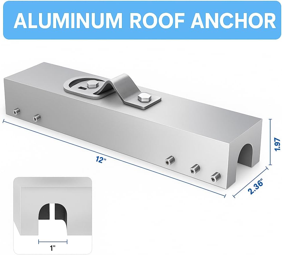 Roof Anchors for Fall Protection, No Drill Roof Anchor, OSHA/ANSI Compliant Roof Safety Anchor, Lightweight Permanent fall protection anchor, Standing Seam Roofing Tools with 360° Swivel