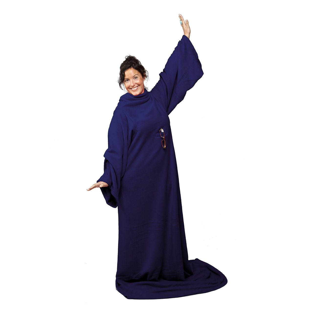 Snug Rug Cosy, couverture en molleton avec des manches et une poche poche pratique - Bleu marine