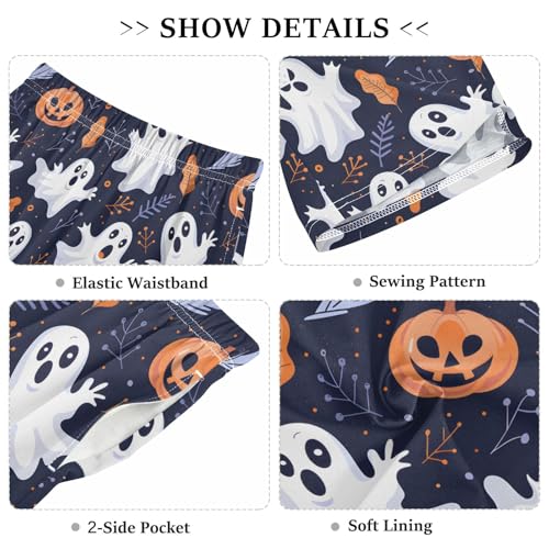 Halloween Ghost Elements Short Pajama Pants Bottoms Soft Sleepwear with Pockets3