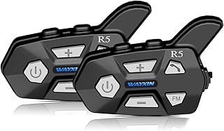 WAYXIN Bluetooth-Motorrad-Headset, wasserdichte Gegensprechanlage, Motorrad-Bluetooth-Headset für Navigationsgerät und Mob...