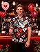 LINOCOUTON Mens Valentines Shirt Black Red Heart Printed Button Down Up Clothes, Romantic Heart, Large