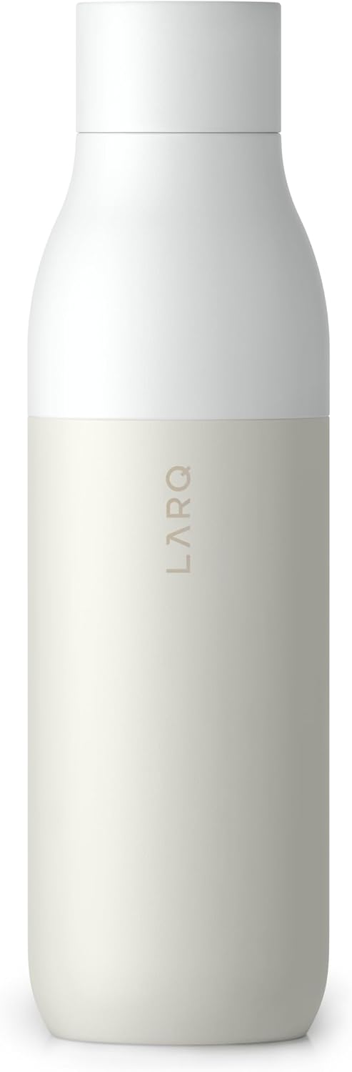 LARQ Bottle Twist Top 25 oz - Insulated Stainless Steel Water Bottle | BPA Free | Reusable Water Bottle for Camping, Office, and Travel | Keep Drinks Cold and Hot, Granite White