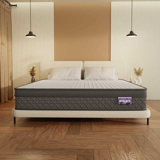 Image of RESTOFIT Premium Euro Top 6 Inch King Mattress (84x72x6) | Orthopedic Memory Foam with NextGen Cool-Tech for Spine Support & Pressure Relief | Breathable Viscose Cotton Fabric | 11-Year Warranty