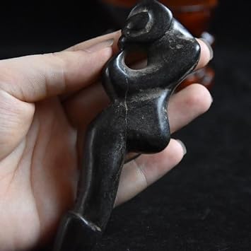 Antique Red Mountain Culture Black Iron Meteorite Figures Hand Handle Piece Decoration