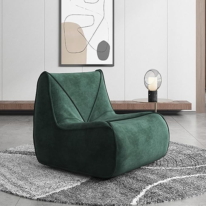 Bean Bag Chair for Adults, Modern Linen Fabric Fireside Chair, Premium Microfiber Caterpillar Sofa Couch, Corner Togo Lazy Chairs Sofa for Living Room/Bedroom/Salon/Office(Green,A)