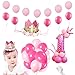 Produktbild SPECOOL 32 Inch Geburtstag Mädchen Krone Geburtstagskrone Mehr Luftballon Geburtstag Baby Princess Crown 1st Baby Geburtstag Hut Mit Goldenen Flash Piece Rose Dekorationen für 1 Jahr altes Baby Girl