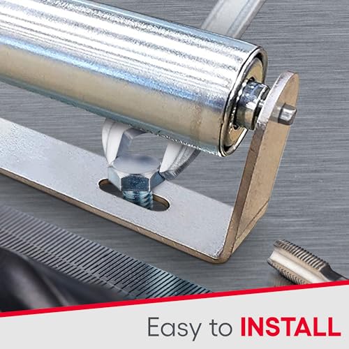 Heavy Duty Galvanized Steel Rollers Bracket Set: Conveyor Sytem, Ideal: Expanding Workspace & Assembly for Woodworking Saw Table Belt, 21″ Length, 1.9″ Diameter, 250lb Cap by Ultimation 2-Pack - Thumbnail 7