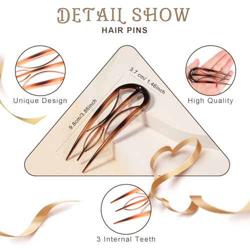 Tyqour 5Pcs French Twist Hair Pins,U Shaped Hair Pins for Styling No Slip French Hair Pins for Girls Women - Image 2
