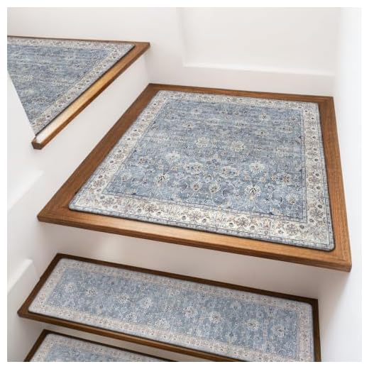 OJIA Stair Treads Non-Slip Matching Mat for Wooden Steps 31"x31" Stair Rugs | Square Capet Stair Treads Rubber Backing Stair Runner Anti-Slip Stair Landing Mat Carpet for Stairs