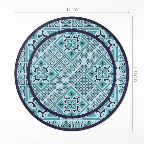 Tapis vinyle rond ø110 cm PVC résistant pour décoration de sol intérieur de maison