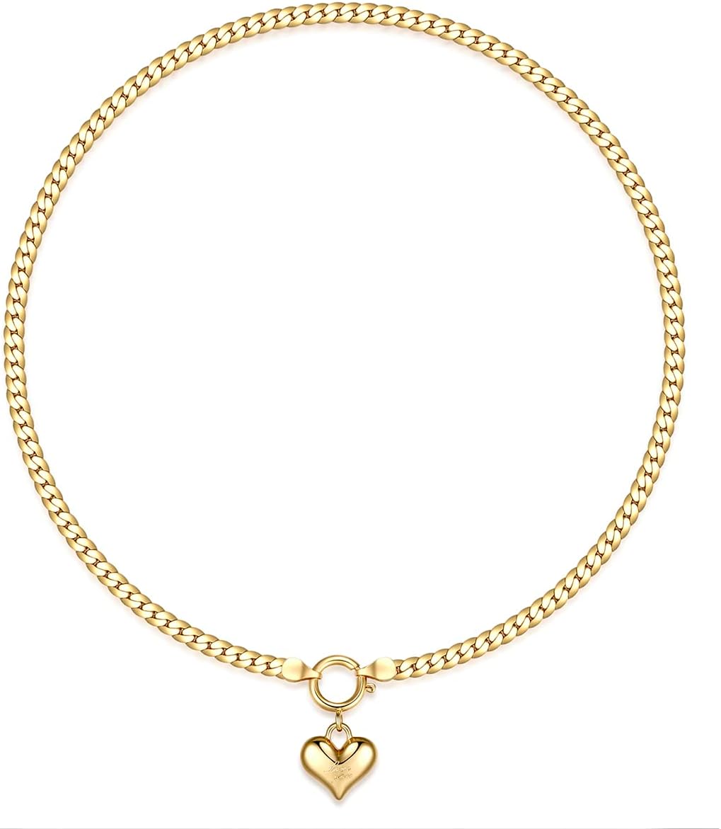 NUZON 2-Tone Interlocking | Sunburst Heart | CZ Evil Eye | Single Pear | Love Heart Pendant Necklace for Women 18K Gold Chain Necklace Protection Prayer Faith Jewelry