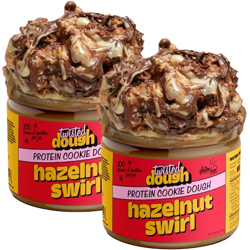 Image of Twisted Dough Protein Cookie Dough, Hazelnut Swirl Flavor, 2 Pack, 100g Protein, Healthy Snacks, Gluten Free Edible Cookie Snack, High Protein Low Carb & Low Sugar Dessert for Kids & Adults, Keto Friendly