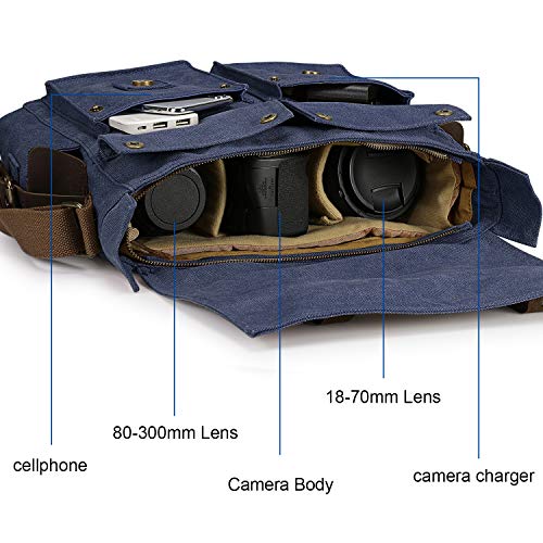 S-Zone Vintage Camera Messenger Bag Leather Canvas Dslr Shoulder Crossbody Bag #TOP5