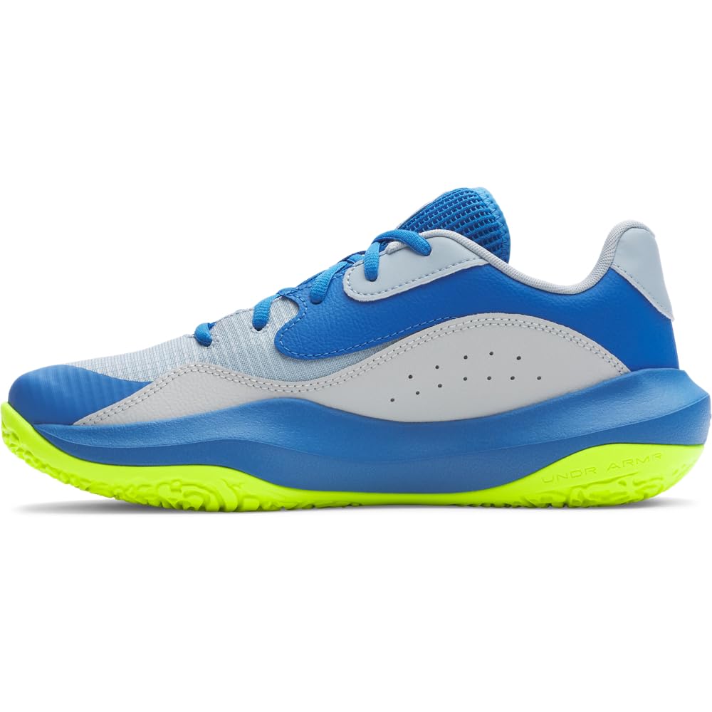 Under Armour Unisex Lockdown 7 Low, Breathable and Lightweight Basketball Shoes, Basketball Trainers with EVA Midsole and Traction,Blue Calm / Blue Atlantis / High Vis Yellow,10.5