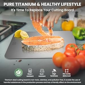 100 pure titanium cutting board double sided steel cutting board meat chopping board metal cutting board for kitchen dishwasher safe kitchen cutting mat for home restaurant outdoor camping meal prep  urban country home decor