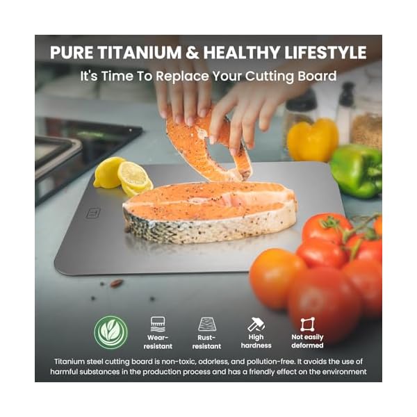 100 pure titanium cutting board double sided steel cutting board meat chopping board metal cutting board for kitchen dishwasher safe kitchen cutting mat for home restaurant outdoor camping meal prep  urban country home decor