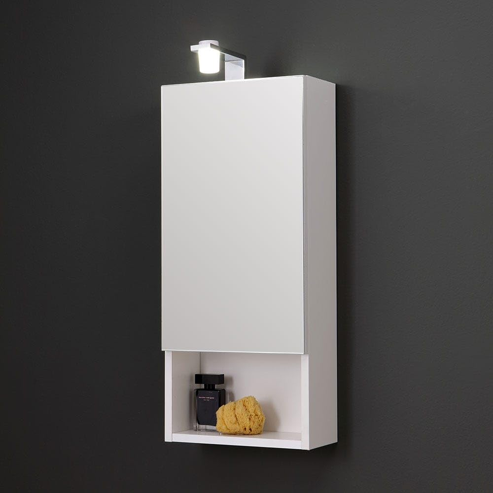Kiamami Valentina - Specchio Contenitore Bianco Ad Un'anta 30Cm Con Luce