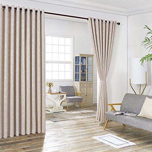 WARM HOME DESIGNS 2 of 108" (Width) X 100" (Length) Wall to Wall Cream Ivory Embossed Room Divider Curtains with 2 Tie-Backs. Total Width is 216 Inches (18 feet). Length 8.25 Feet. EV Ivory Wall 100"