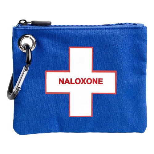 Image of Naloxone Overdose Kit Bag - Compact Canvas Pouch for Naloxone Nasal Spray & Opioid Emergency Response - Holds 2 Naloxone Sprays & Accessories - Naloxone Not Included (Blue, 1 Unit)