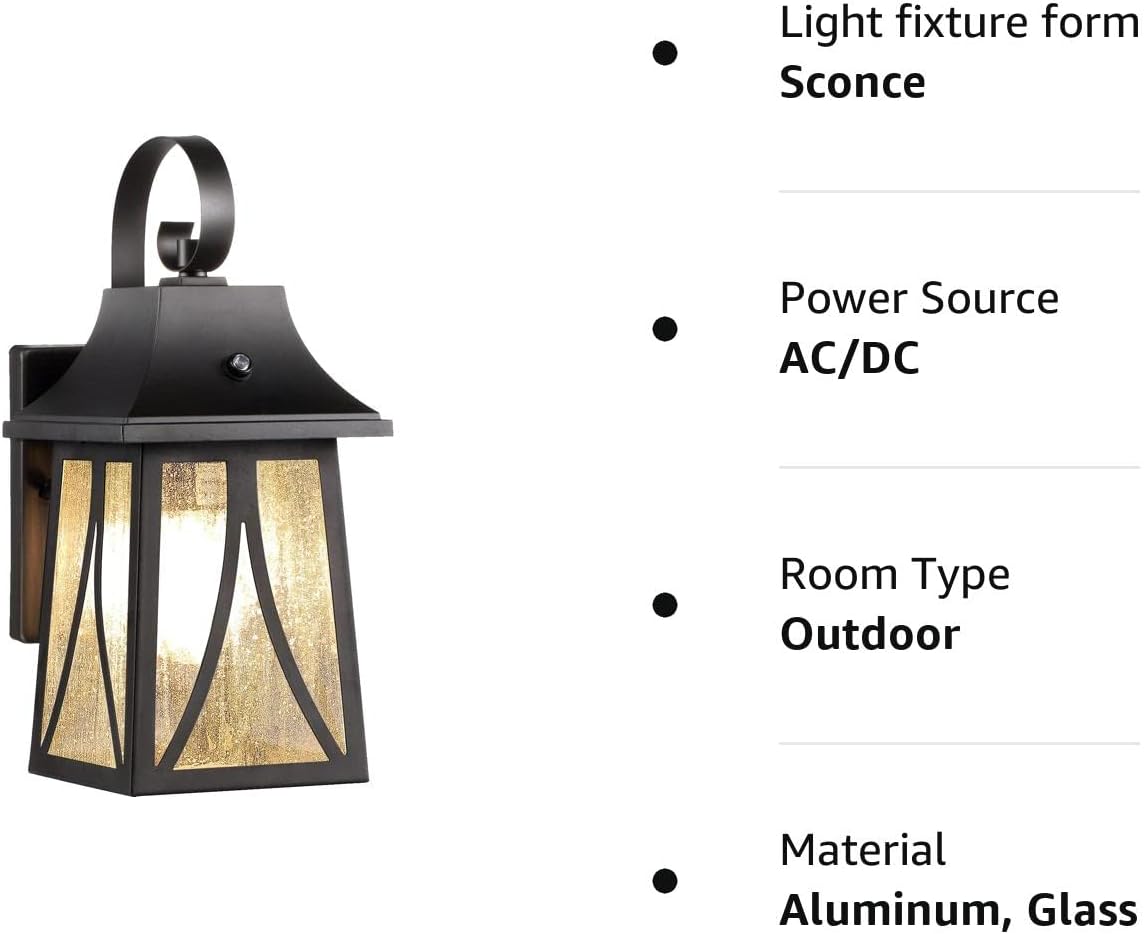 CLOUDY BAY 120V Outdoor Wall Lantern with Dusk to Dawn Photocell,Exterior Porch Light,House Wall Light,Includes LED Filament Bulb,Oil Rubbed Bronze