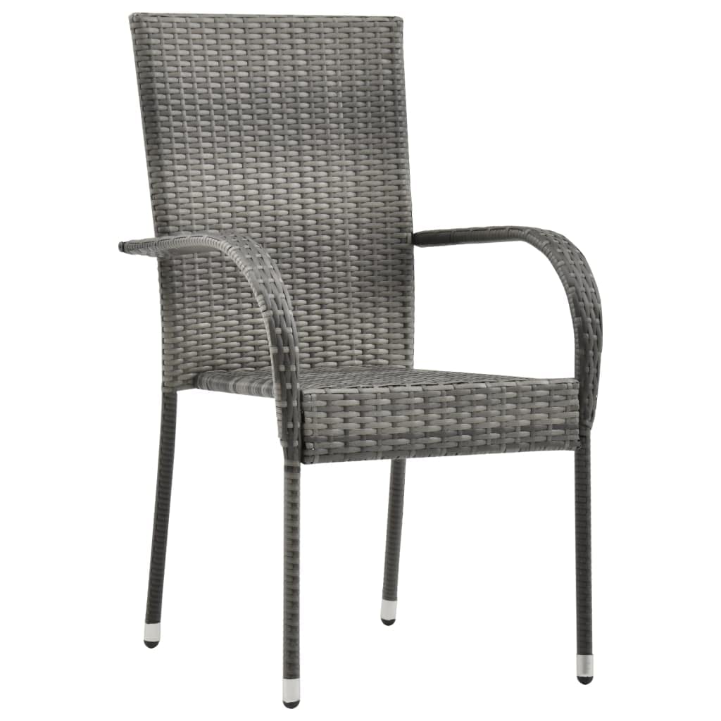 Juego de 4 sillas de exterior de polirratán gris, muebles de jardín resistentes a la intemperie para patio, balcón y terraza, asientos elegantes para el hogar y espacios al aire libre