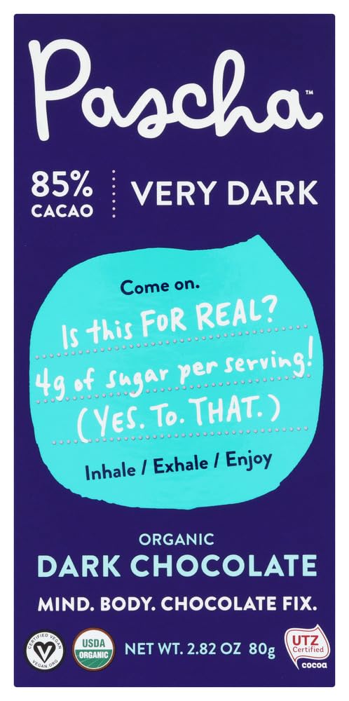 Pascha Organic Dark Chocolate Bars, 85% Cacao, UTZ, Gluten Free & Non GMO, 2.82 oz (Pack of 10)