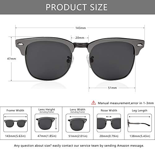 Image of SUNGAIT Polarized Sunglasses for Men and Women, Classic Half-Frame Retro Shades for Driving, Travel, and Outdoor Activities