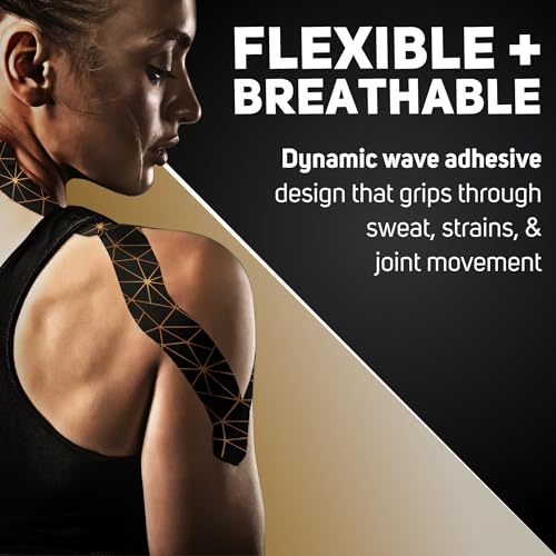 Image of Care Science Waterproof Kinesiology Tape, Uncut 2 Rolls Copper Infused | Water Resistant Strips, Elastic Athletic Tape for Sports & Weightlifting, Muscle Strain Relief & Joint Support